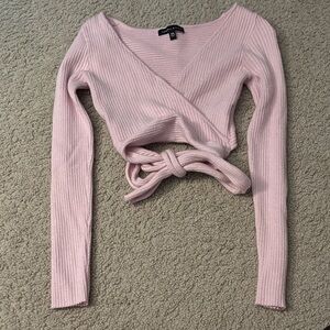 Kendall & Kylie Pink Ribbed Crop Top